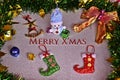 Snowman and Ornament Christmas items decorate. Royalty Free Stock Photo